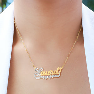 Laura Nameplate Necklace with Heart and Tail