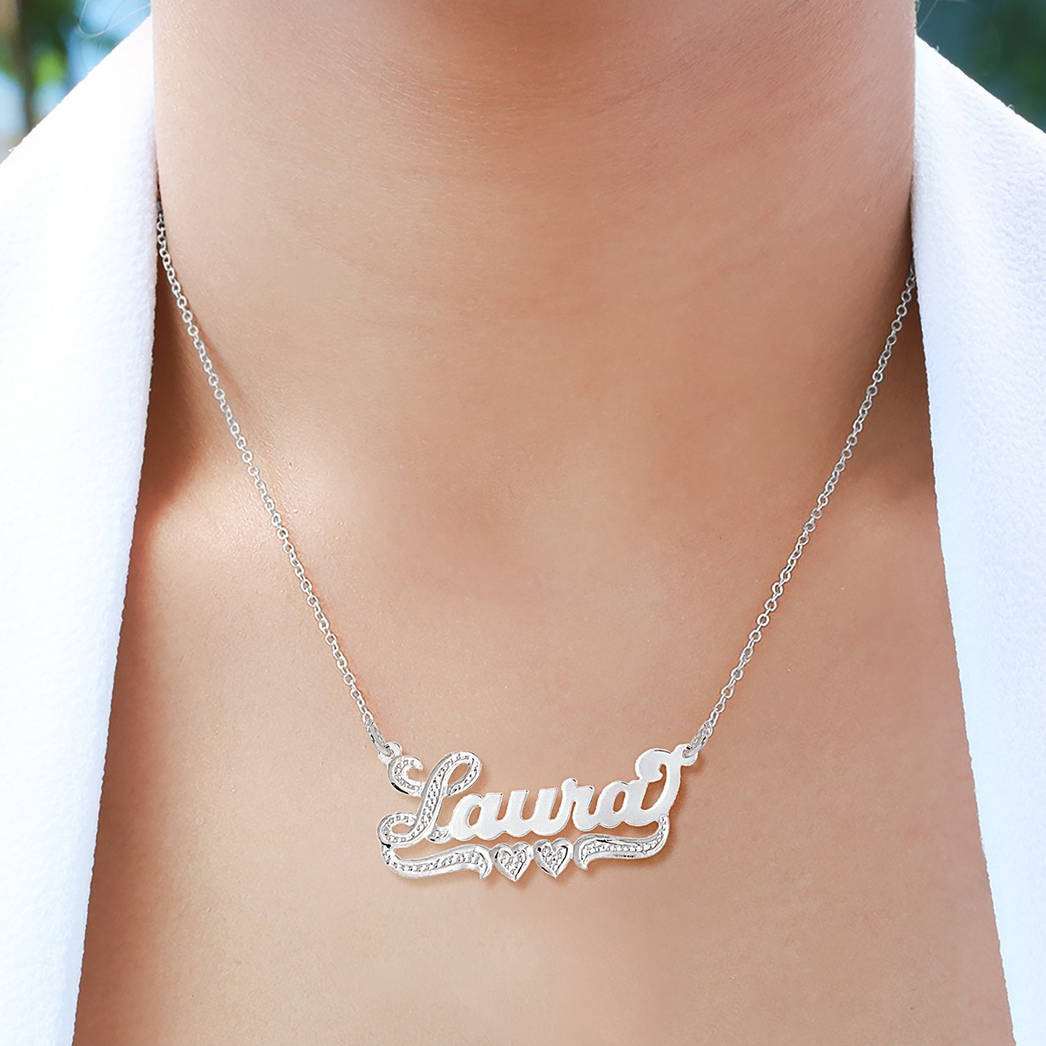 Heart Nameplate Necklace Laura Nameplate Necklace With Heart
