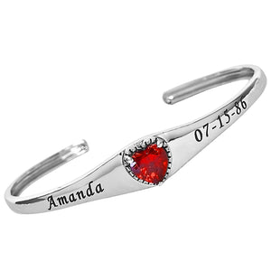 Personalized Birthstone Bangle with Heart Stone