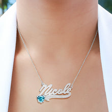 Load image into Gallery viewer, Script Name Necklace with Birthstone