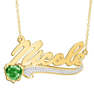Script Name Necklace with Birthstone