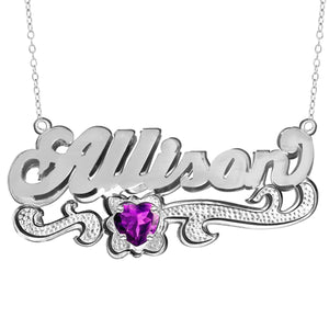 Double Plated Name "Allison" Necklace with Birthstone