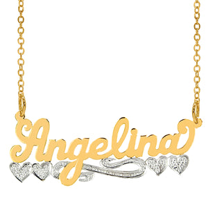 "Angelina" Necklace with Rhodium Heart & Tail