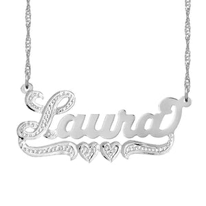 Laura Nameplate Necklace with Heart and Tail