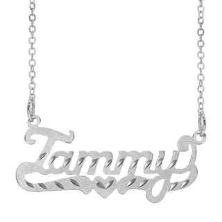 Scripted Name Necklace with Tail and Heart