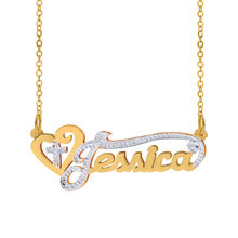 Load image into Gallery viewer, Double plated name necklace with Heart and Cross Double