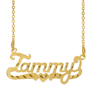 Scripted Name Necklace with Tail and Heart