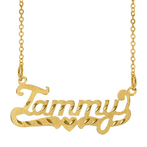 Scripted  Name Necklace with Tail and Heart
