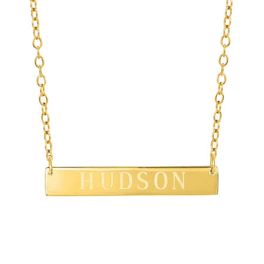 Horizontal Engraved Bar Necklace