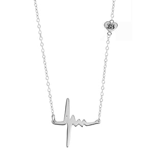 Heartbeat Necklace with Heart and Engraving