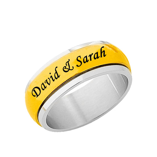 Stainless Steel Gold Tone Spinner Ring for Him