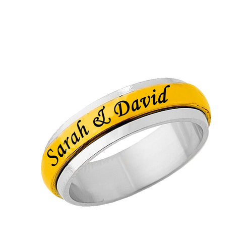 Stainless Steel Gold Tone Spinner Ring for Her