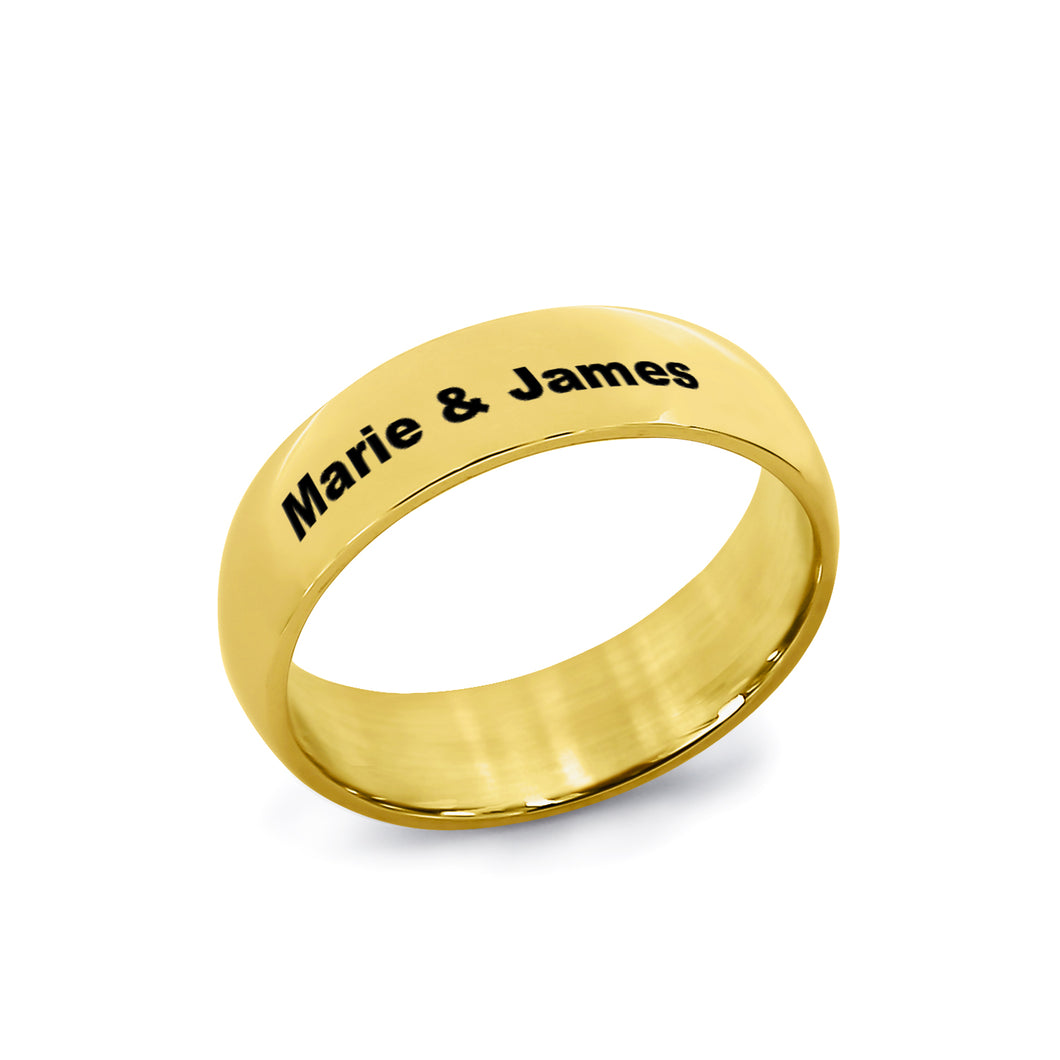 Stainless Steel Gold Tone Wedding Band for Her