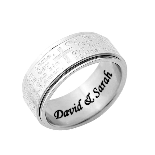 Stainless Steel Religious Spinner Ring for Him