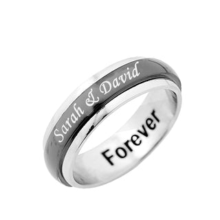 Stainless Steel  Black Tone Spinner Ring for Her