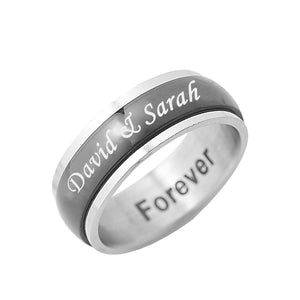 Stainless Steel Black tone spinner ring for Him