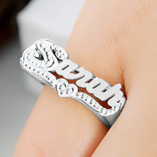 Load image into Gallery viewer, Personalized Name Ring with Beaded Rhodium Tail