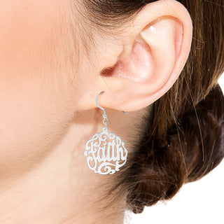 "Faith" Script Monogram Earrings