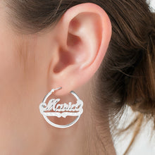 Load image into Gallery viewer, Sterling Silver Hoop Name Earrings