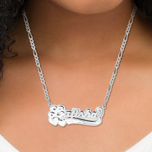 Load image into Gallery viewer, Double Plated Name Necklace with Rhodium Heart &amp; Tail