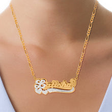 Load image into Gallery viewer, Double Plated Name Necklace with Rhodium Heart &amp; Tail