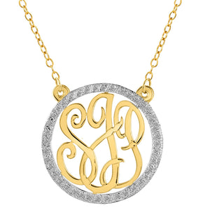 Gold Monogram Necklace with CZ Stones