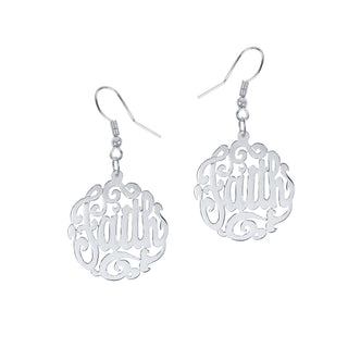 "Faith" Script Monogram Earrings
