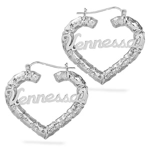 Heart Bamboo Name Earrings