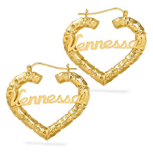 Load image into Gallery viewer, Heart Bamboo Name Earrings