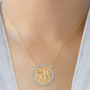 Gold Monogram Necklace with CZ Stones